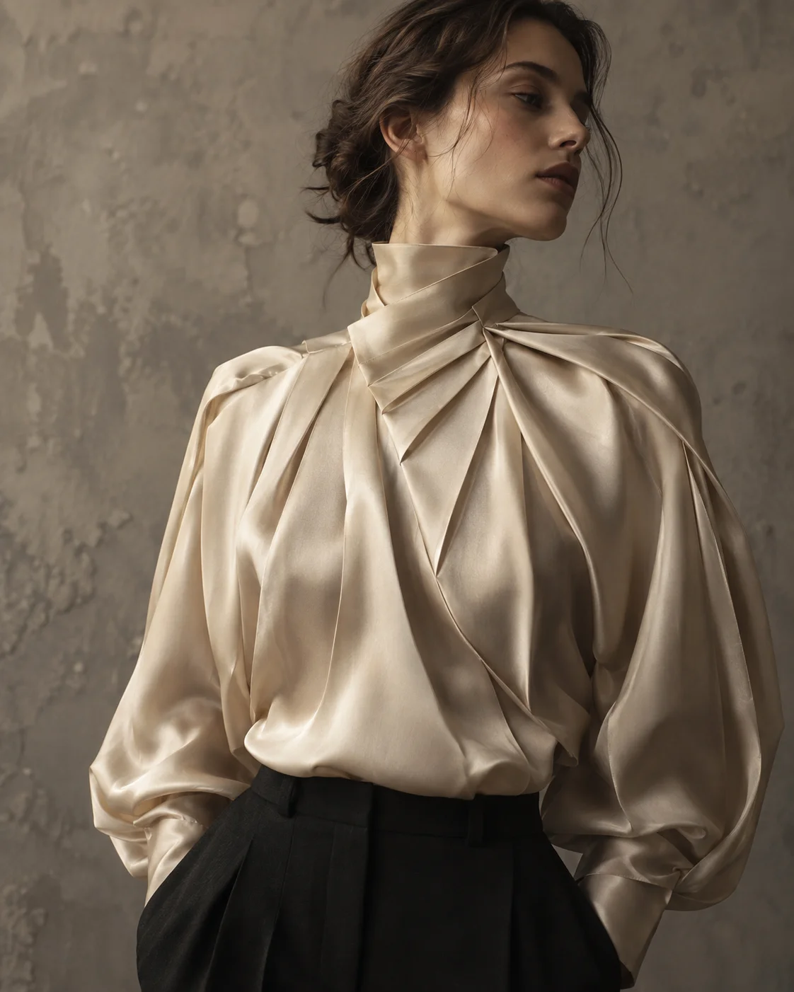 Sculptural ivory silk in the Aplomb atelier